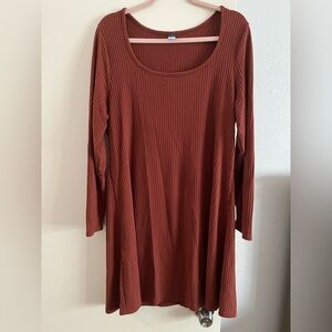Old navy women’s Rust Long Sleeve Ribbed Dress